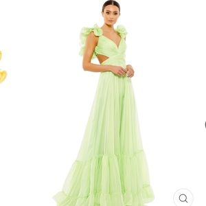 Mac Duggal Ruffle Shoulder Lace Up Gown #67911